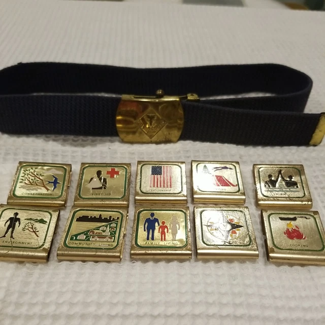 27& CUB SCOUTS Belt and Buckle ,10 Loops badges 5.50 PicClick