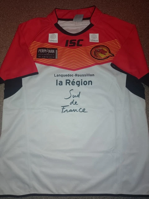 Maillot rugby à XIII DRAGONS CATALANS collector 10 ans shirt gris ISC