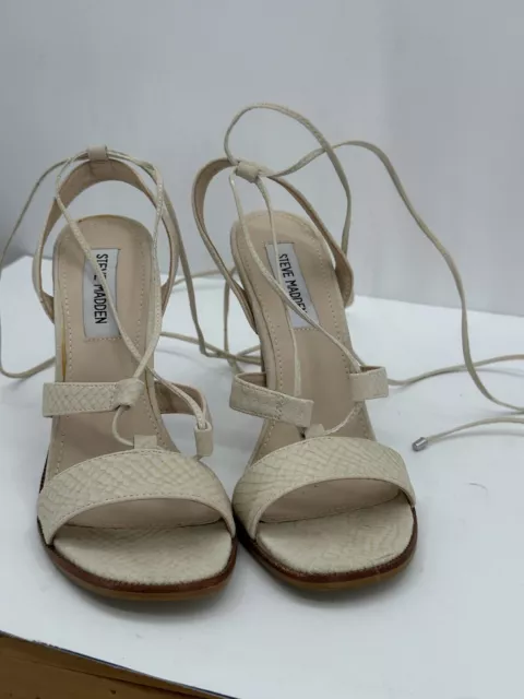 Steve Madden Faithful Sandal Size 7.5 Heels Reptile Embossed Square Toe