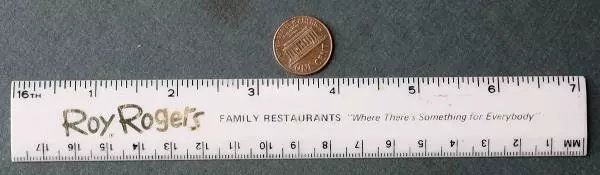 1970S ERA ROY Rogers Family Restaurant Chain hard plastic pocket ruler ...