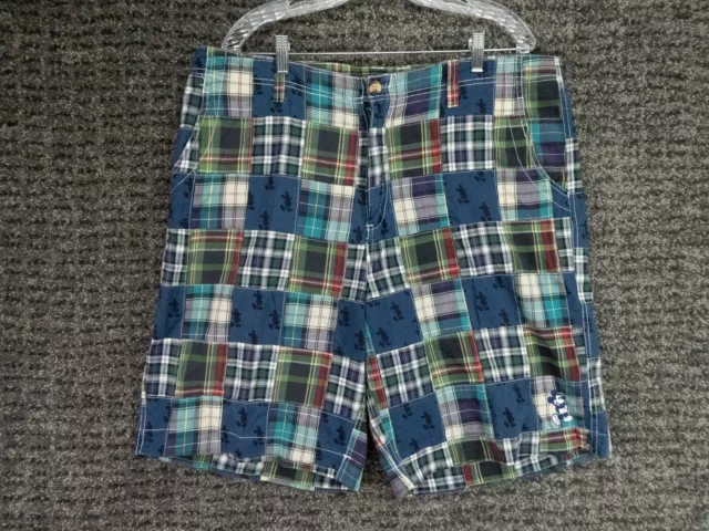 Walt Disney World Shorts Mens 40 Chino Madras Plaid Patchwork Mickey Mouse