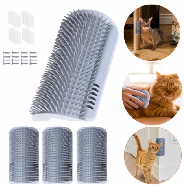 4 Packs Softer Pet Cat Self Groomer Brush Wall Corner Grooming Massage Hair Tool