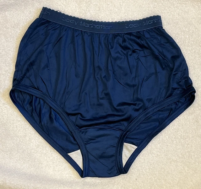 VINTAGE LADY MANHATTAN Nylon Granny Panties Briefs High Waist Deep Blue