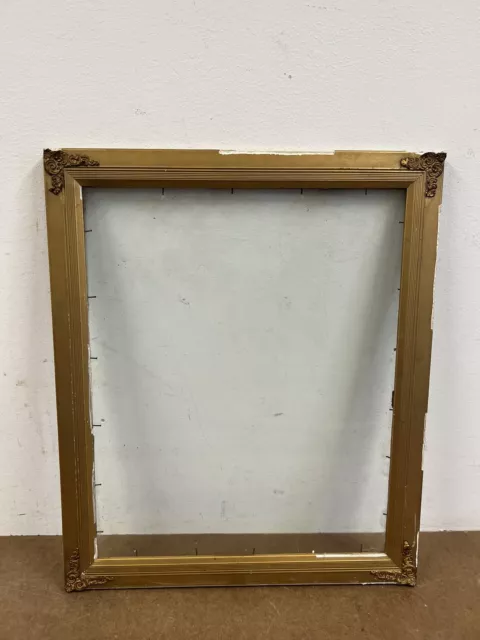 Antique Picture Frame gold wood vintage layer gilt gesso pressed tin FIT 13 x 16