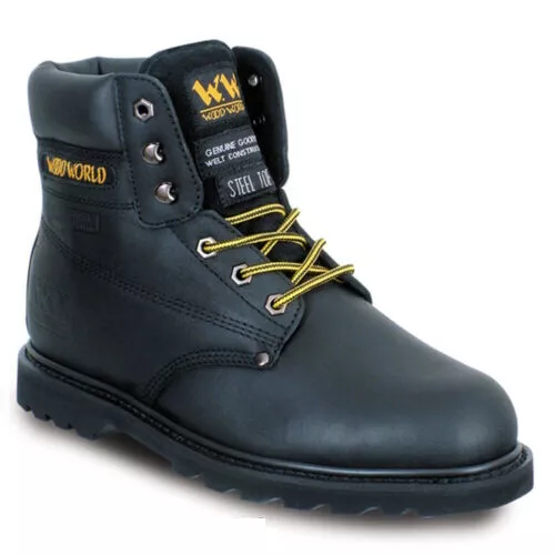 Mens Wood World Ww2H-P Black Leather Safety Boots