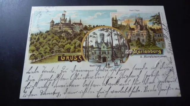 233MZ - Litho - Gruss von der Marienburg bei Nordstemmen - nach Hildesheim 1898