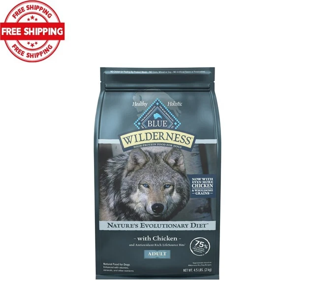 4.5 lb bag, Chicken,  Wilderness High Protein Natural Adult Dry Dog Food plus...
