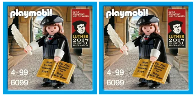 Lote 2 Playmobil 6099 Martin Lutero/Luther. Retirado. Con Palabra "Ende".Nuevo!.