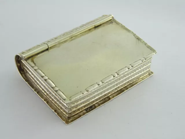 Vintage Hallmarked Sterling Silver Book Theme Novelty Pill Box