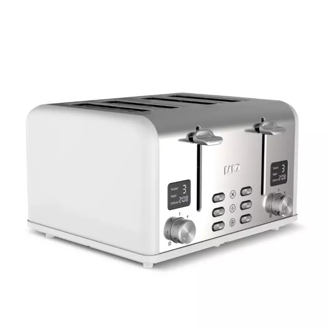 4 Slice Digital Toaster, Wide Slots, Defrost/Reheat, Browning Setting, Laica