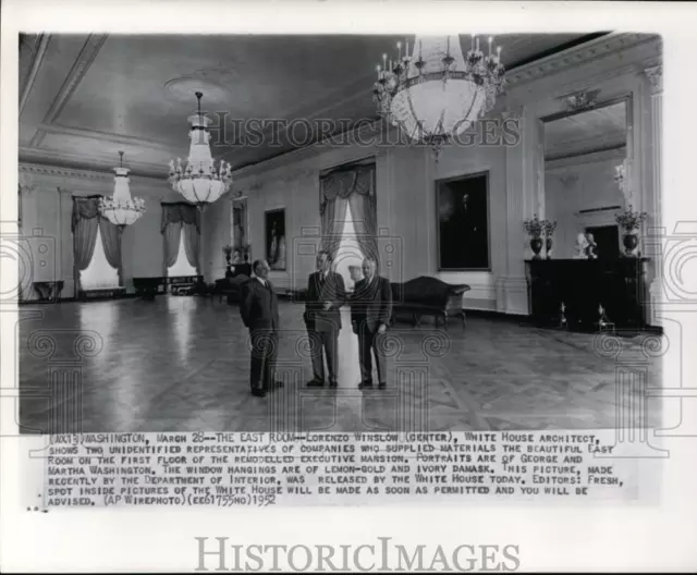 1952 Press Photo White House architect & others at remodeled executive mansion