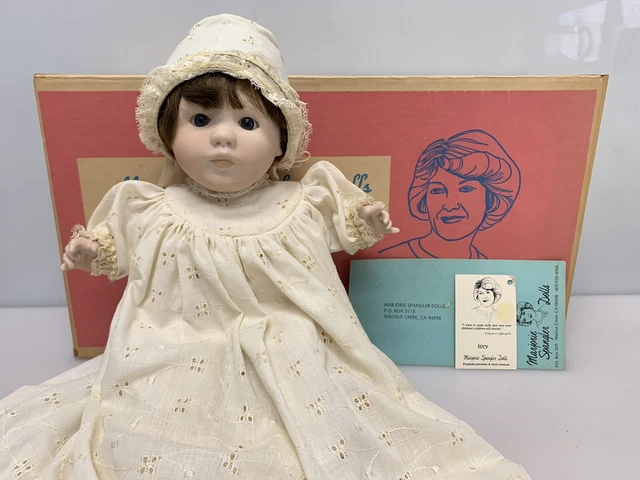 Marjorie Spangler Doll Artist 15" Bisque & Fabric Baby Lucy w/ Original Box