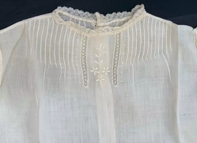 antique Edwardian christening gown cream cotton lawn 29" long lovely hand detail