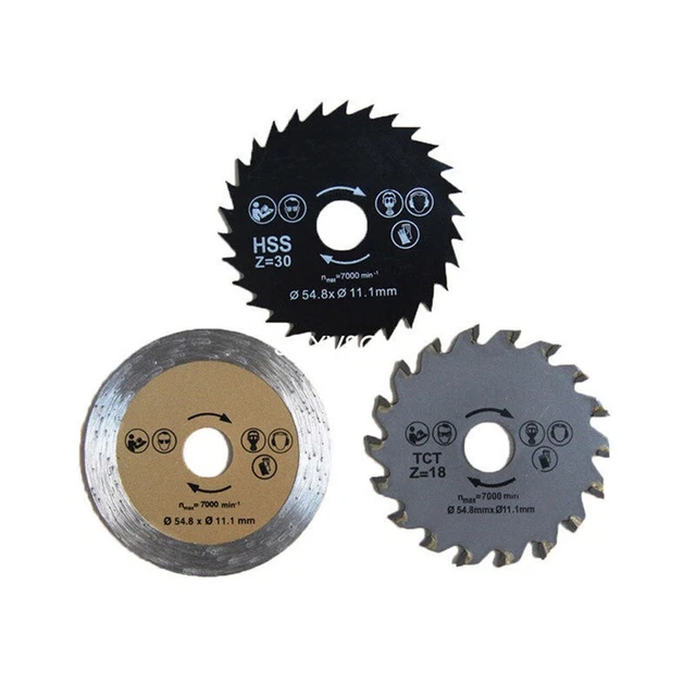 HSS Mini-Circular + Nuevo 3* Kit de hojas de sierra para acero + granito de madera + corte duradero