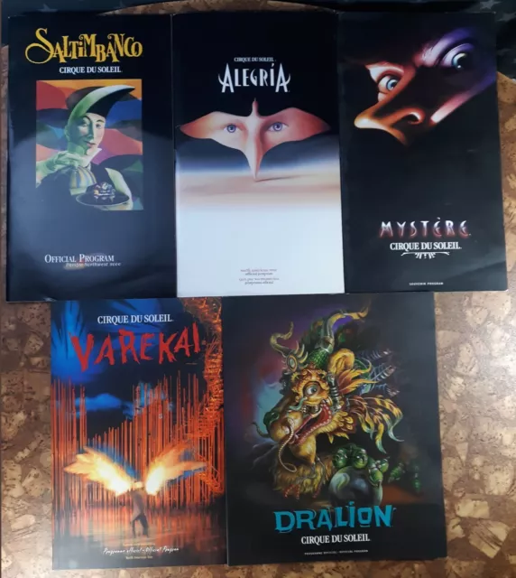 5 Cirque du Soleil Souvenir Programs & 3 tickets Alegria Varekai Dralion Mystere