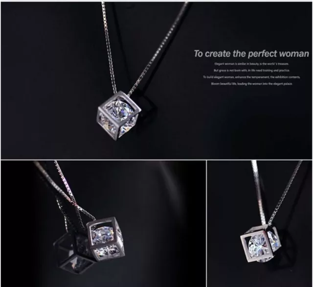 Anhänger 925 Sterling Silber für Halskette Diamant Zirkon Damen Schmuck Würfel