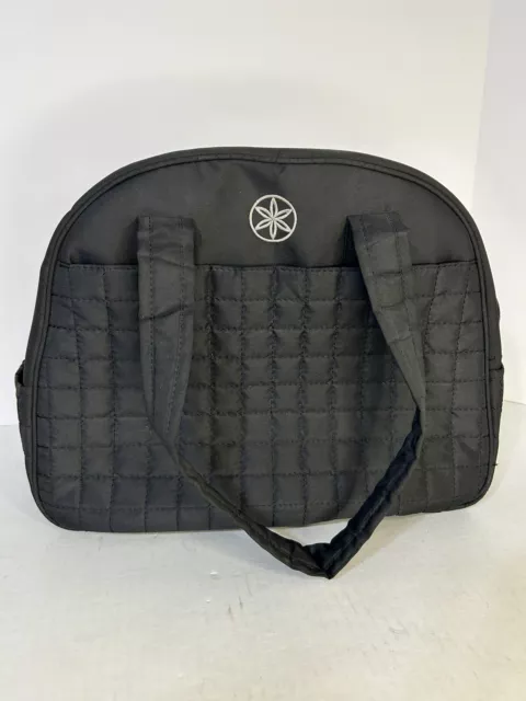 Gaiam Metro Gym Bag Black Quilted Yoga Mat Strap Multiple Compartments Polyester