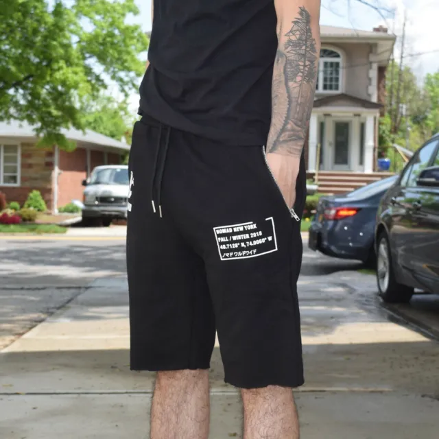 New Black Mens French Terry Shorts with Metal Zippers S M L XL + Free Shipping