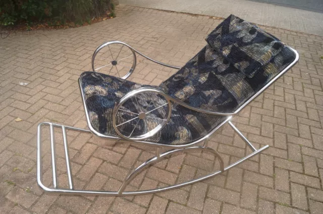 Mid Century Vintage Retro Bent Chrome Rocking Chair