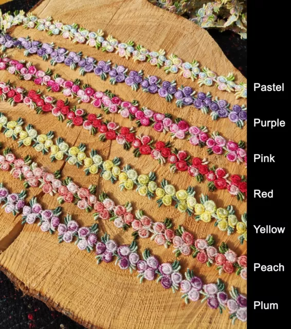 1 Yard- Embroidered Flower Trim/ Floral Lace 8 Colours -DIY Sewing Doll Clothes 3