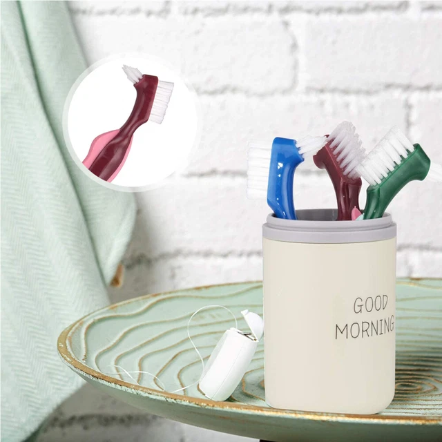 Cepillo de limpieza de 3 piezas para dientes falsos cepillo de dientes de doble cara para