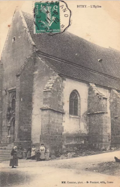 Carte postale ancienne NIEVRE BITRY l'église photo cannier timbrée 1910