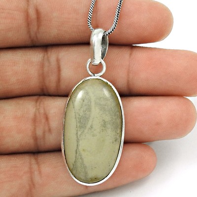 Avoria Di Forma Ovale Naturale Diaspro Gioielli Fine Argento Sterling Bohemien Ciondolo 