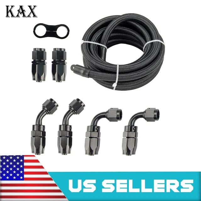 3/8 Fuel Line 6AN Oil/Gas/Fuel Hose End Fitting Hose Separator Clamp Kit Braided