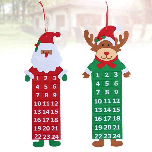 2 piezas Calendario de Navidad Colgante Elementos de Navidad Formado Calendario