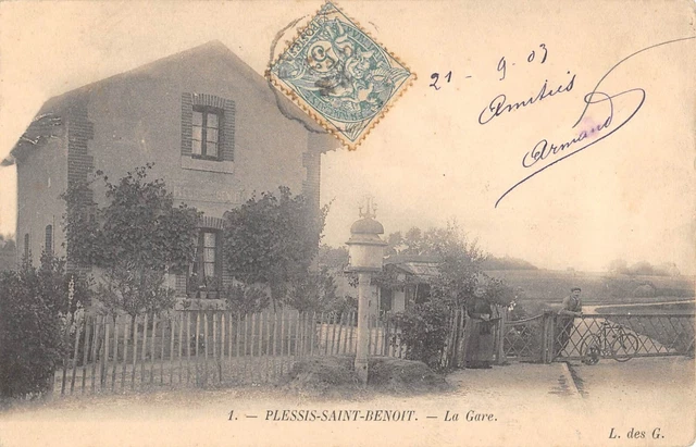 Cpa 91 Le Plessis Saint Benoit / La Gare / Barrier Guard