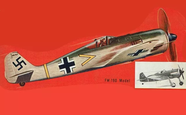 Model Airplane Plans (UC): Focke-Wulf Fw-190 25" 1/16 Scale .14-.29 (Musciano)