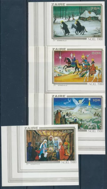 [BIN17860] Zaire 1980 Christmas good set very fine MNH imperf stamps