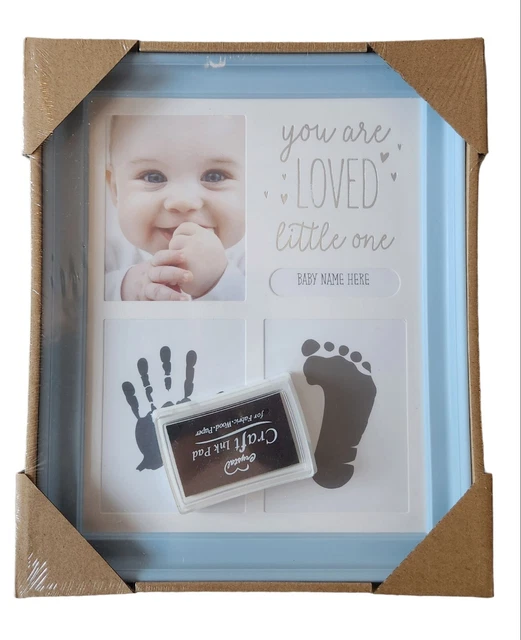 NEW First Prints Baby Hand Print & Photo Frame Gift Box Includes Ink pad (Blue)