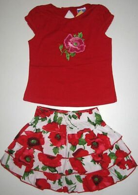 BNWT girls top t-shirt embroidered tshirt and flower printed skirt oufit set New
