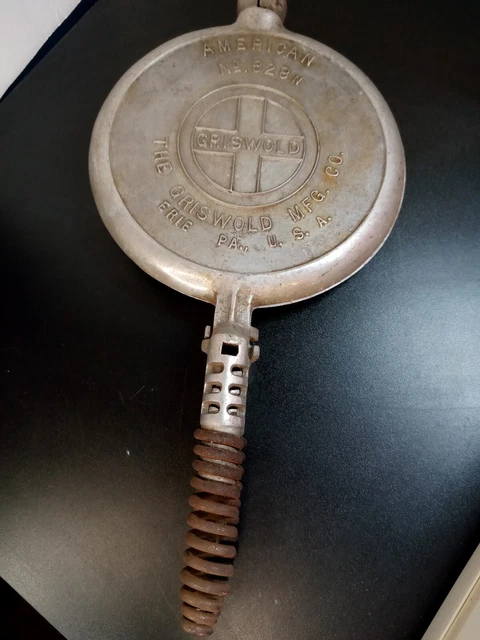 VTG Griswold American No 628N Cast Iron Waffle Aluminum Sp Handles Erie PA READ