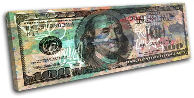 Dollar Bill Money Abstract Collage SINGLE CANVAS WALL ART Picture Print