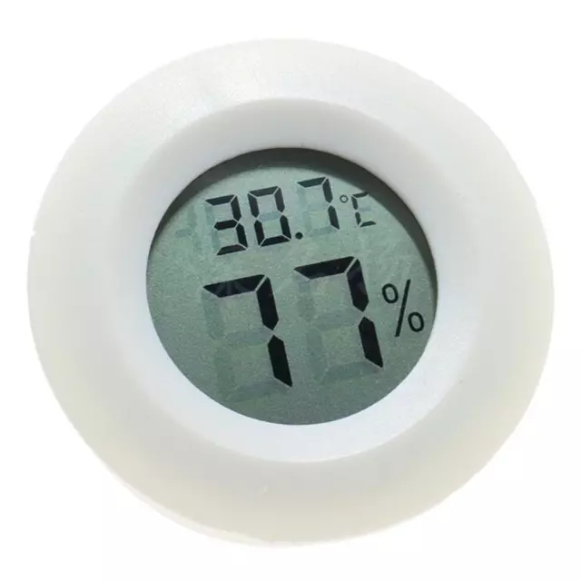 Round Digital Hydrometer Thermometer for Reptile Bearded Dragon Lizards White