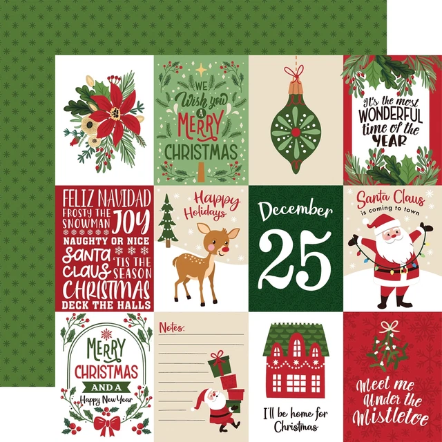 Paquete de 25 tarjetas de doble cara de The Magic of Christmas 12""X12""-3""X4"" diario C