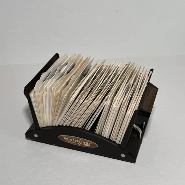 Vintage Rolodex V File V524 Black Steel Desk Address Phone Organizer Industrial