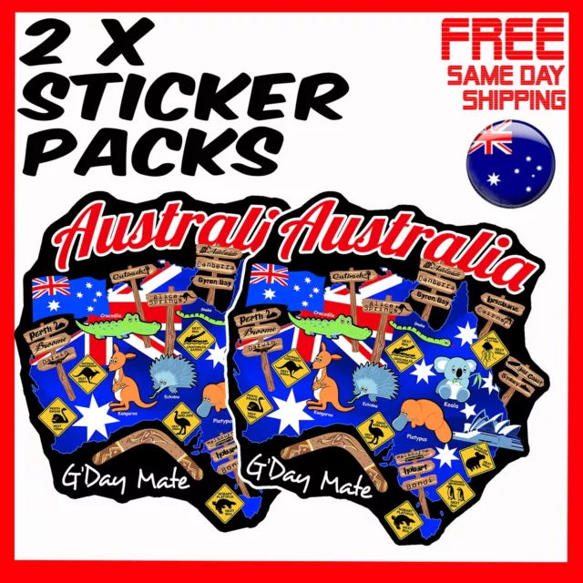 2 x Stickers - Australia Gday Mate Good Day Oz Day Car  Bumper Laptop Sticker