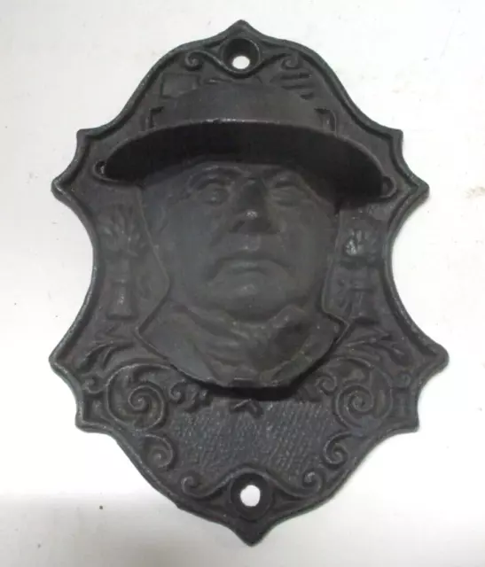 Vintage Cast Iron Black Amish Quaker Man Head/Face Match Safe Holder