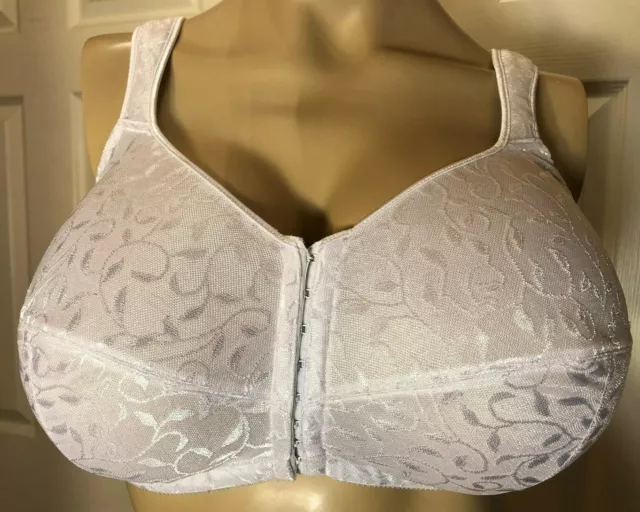 NWT JMS Just My Size Lay Flat Front Close Bra # 1217 WHITE Smoothing  Wirefree 