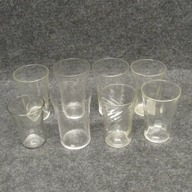 LOT 8 Depression Era Clear Glass Small Fluted Flared Juice Tumbler Ribbed VTG