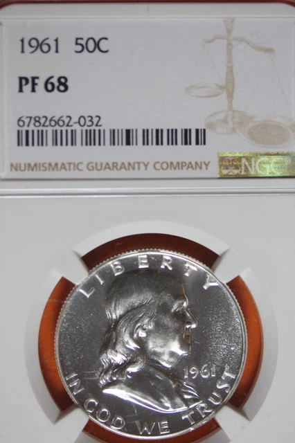 1961-Franklin Half Dollar 50C Ngc Pf 68 #B41706
