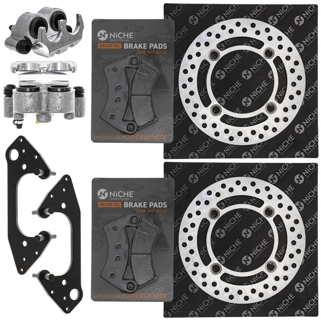 NICHE Front Brake Rotor Caliper Pad Set for Polaris Ranger 800 1911283 1911284
