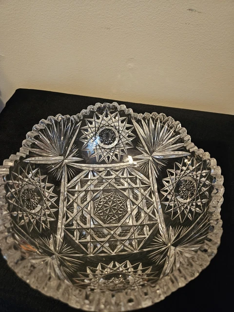 Antique Abp American Brilliant Period Cut Glass 8" Bowl