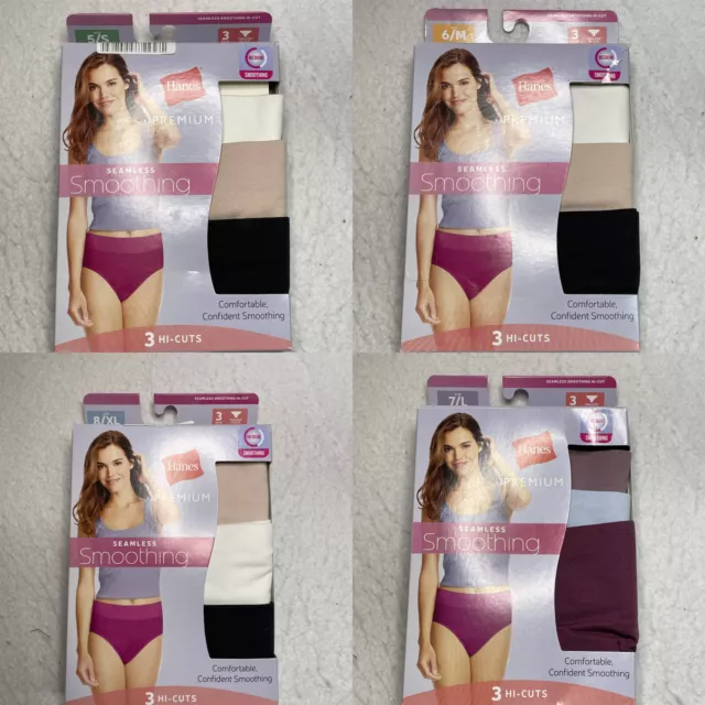 WOMENS 3PK SEAMLESS Smoothing Tagless Hi-Cuts - Hanes Premium Assorted  Colors £10.21 - PicClick UK