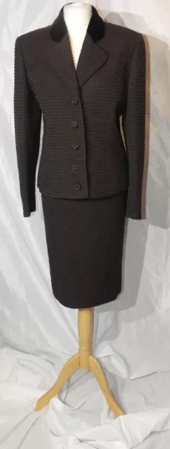 Vintage Valentino Miss V Brown Wool Alpaca Pencil Skirt & Jacket Suit 44/ 10