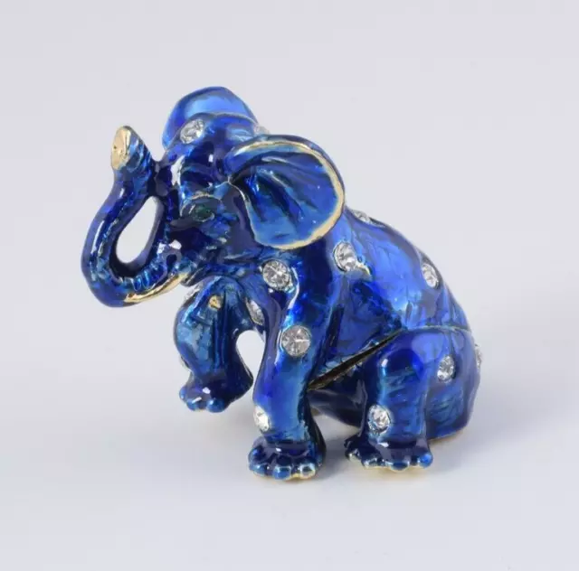 Blaue Mini-Elefant-Schmuckschatulle von Keren Kopal, verziert mit...