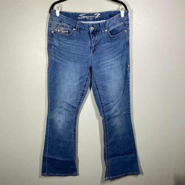 SEVEN7 Hermosa Big Stitch Bootcut Denim Jeans Women's Size 14 EUC